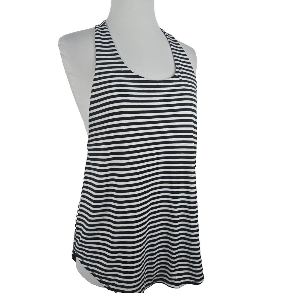 CALIA Small Women's Racerback Tank‎ Top Mesh Lined Black & White Striped